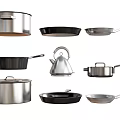 Essential Cooking Utensils Stainless Steel Pots Frying Pans And Kettle For Home Kitchen
