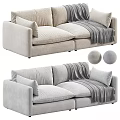 Modern Light Gray Two Seater Sofa Interior With Soft Cushions And Cozy Blanket