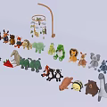 Various Soft Plush Animal Dolls Including Giraffe Lion Elephant And Mobile