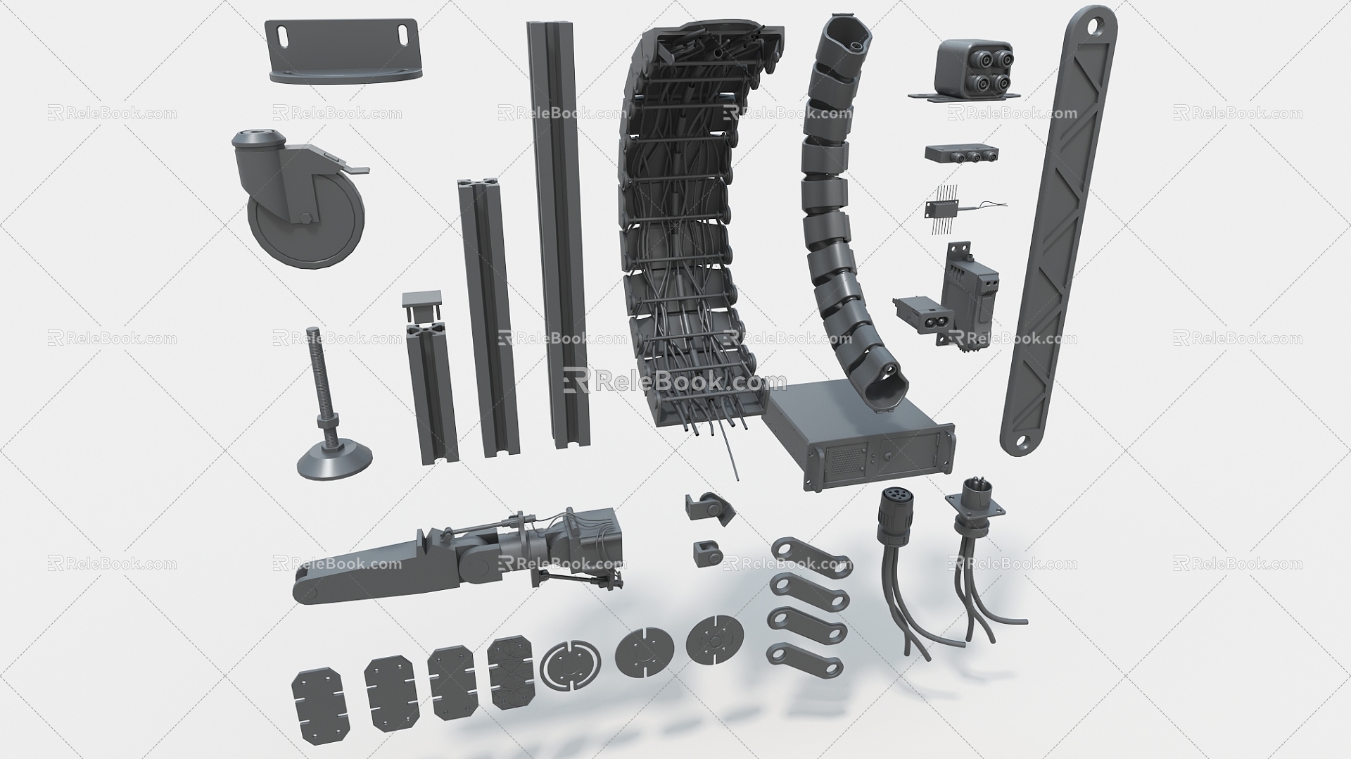 Electrical industrial parts future mechanical cube hard surface high-tech industrial parts 3d model