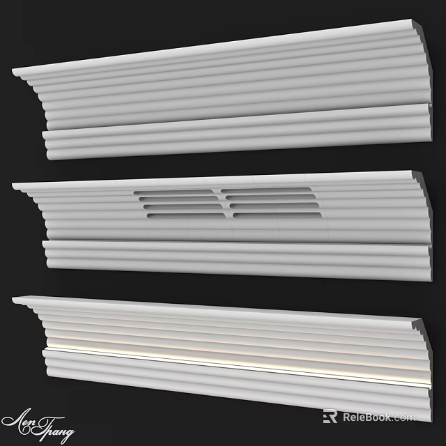 White Decorative Architectural Moldings With Various Profile Styles For Home Interior 3d model 