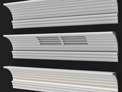 White Decorative Architectural Moldings With Various Profile Styles For Home Interior 3d model