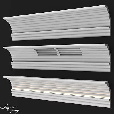 White Decorative Architectural Moldings With Various Profile Styles For Home Interior 3d model
