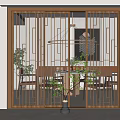 New Chinese-style sliding door 3d model