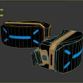 Modern VR Headset With Black Orange Design And Blue Light Accents