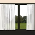 White Sheer Curtains in Bright Room with Natural Light and Green Grass View