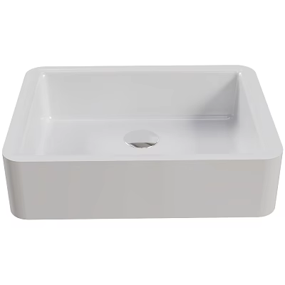 White Square Kitchen Sink With Single Drain Hole For Modern Kitchen Use 3d model