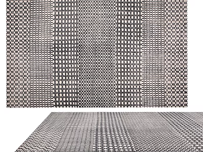 Stylish Square Rug With Geometric Grid Pattern In Neutral Tones For Home Decor 3d model