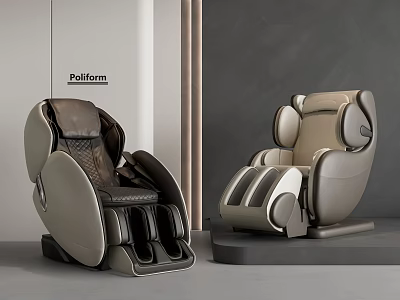 Luxury Poliform Massage Chairs With Modern Ergonomic Design And Beige Brown Leather 3d model