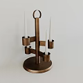 Modern Brass Candle Holder With Four Candles Circular Base And Ring Design