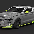 Gray Two Door Sports Car With Neon Green Accents And Black Alloy Wheels Design