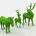 Bush Topiary Sculptures of Horse Fawn and Deer Animal Figures
