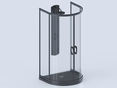 Modern Shower Sauna Curved Design with Transparent Glass Door and Black Metal Frame 3d model