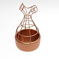 Copper Dress Shaped Wire Frame Storage Container With Round Bowl Base