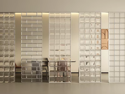 Modern Interior Glass Partition with Transparent Grid Block Design for Space Separation 3d model