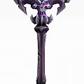 Tech Exhibition Hall Showcasing Intricate Purple Weapon With Glowing Elements And Carved Patterns 3d model