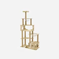 Wooden Cat Tree with Multiple Platforms Cozy Condo and Play Areas for Pet Living