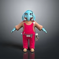 Cartoon Blue Elephant Character In Red Overalls Brown Shirt With Tool Belt Standing