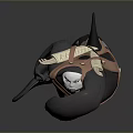 Orca Aquatic Animal Model in Jumping Pose With Black And White Body And Orange Cross Straps