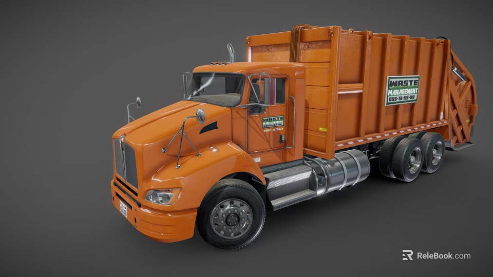 Orange Heavy Duty Dump Truck For Commercial Construction Use With Company Logo Design 3d model 