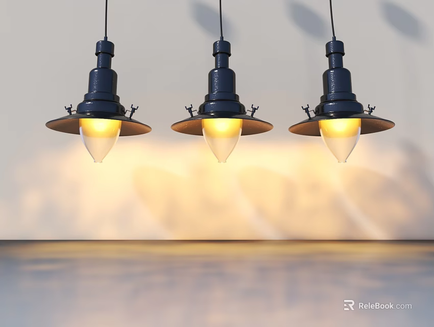 Modern Interior Swing Door Design With Pendant Lights And White Background 3d model