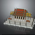 Ornate Traditional Thai Temple Architecture With Red Green Yellow Roof White Walls And Spires