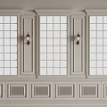 Three Floor to Ceiling Windows With White Trim Wall Sconces And Grid Panes 3d model