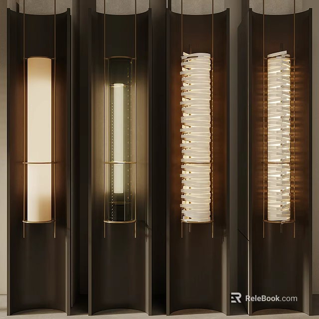 Modern Wall Lamps With Cylindrical And Striped Designs For Interior Lighting Decor 3d model 