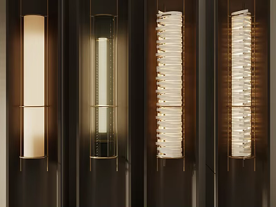 Modern Wall Lamps With Cylindrical And Striped Designs For Interior Lighting Decor 3d model