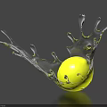 Elegant Decorative Ornament Set With Green Ball And Transparent Water Splash Design
