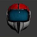 Motorcycle Helmet With Red And Silver Design Black Visor And Stripe Details