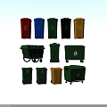 Roadside Public Waste Facilities Featuring Different Types And Colored Recycling Bins
