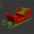 Elderly Man With Red Sleigh Featuring Green Cushion And Golden Spiral Decorations