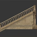 Ornate Wooden Staircase With Carved Railings Decorative Columns And Classic Steps