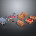 Food Storage Boxes Cans And Bottles Packaging Containers Display Setup