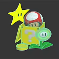 Mario Question Block With Red Mushroom Yellow Star And Fire Flower