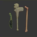 Household Items With Carved Patterns Wooden Handle And Purple Decorative Parts