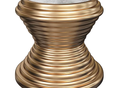 Elegant Modern Golden Ribbed Side Table With Smooth Marble Top Design 3d model