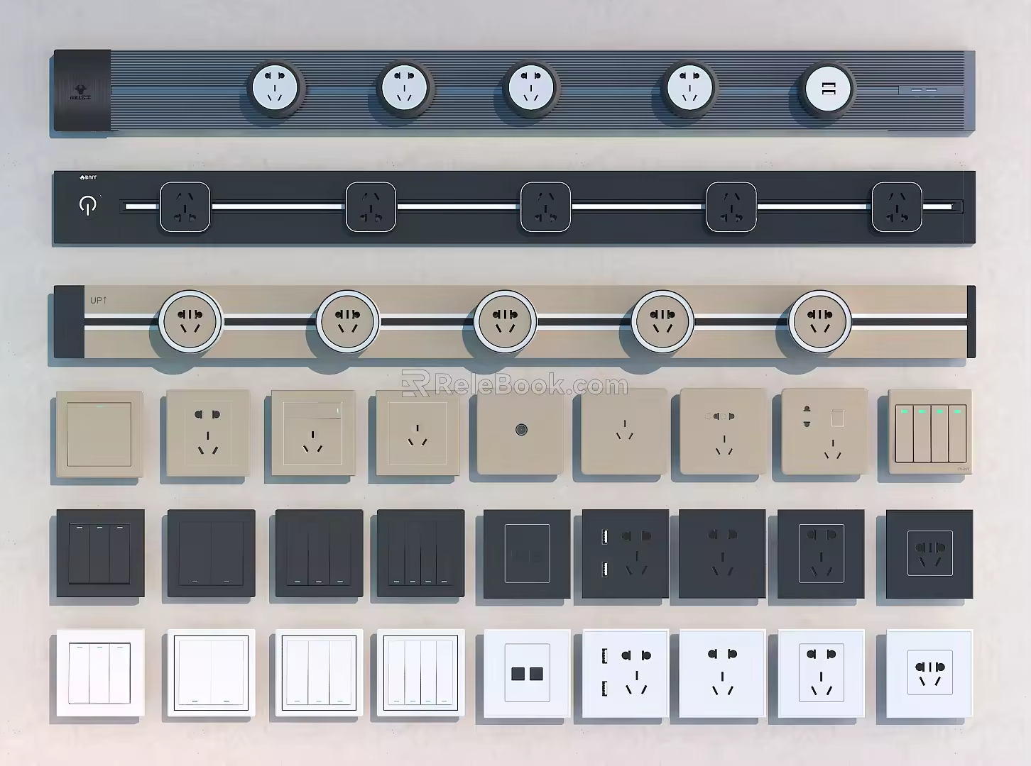 Modern socket switch socket combination 3d model