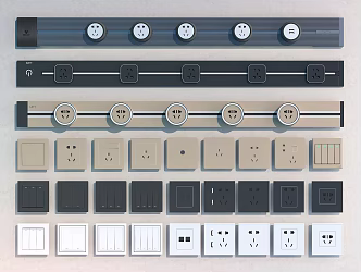Modern socket switch socket combination 3d model