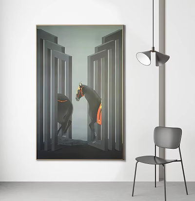 Modern Animal Painting Horse Vertical Edition Decorative Painting 3d model