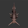 Armored Brown Dinosaur 3D Model With Multiple Spikes And Horns On Dark Background