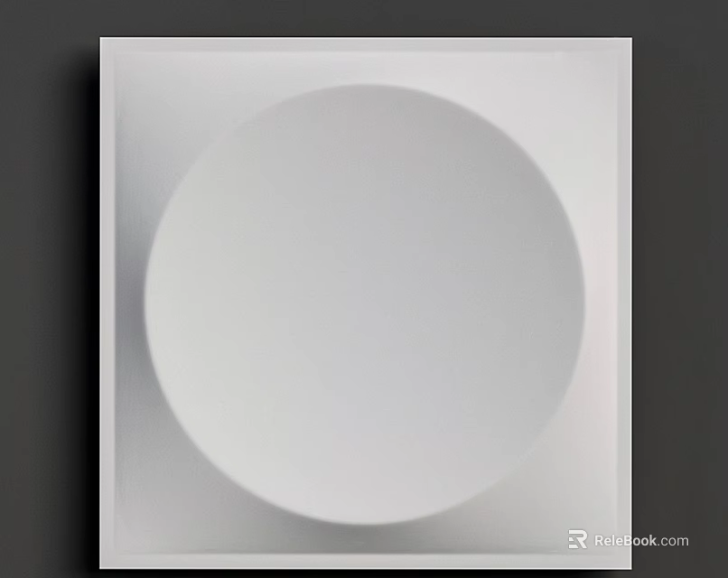 Minimalist White Circle Design In Square Frame On Gray Background 3d model