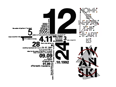 Vintage Artistic Wall Decor With Numbers Years And Text Collage Design 3d model