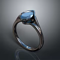 Elegant Stylish Ring Accessory With Blue Gemstone And Metallic Band Design