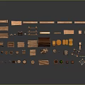 Wooden Furniture Components Display With Shelves Cabinets Tables And Decorative Parts