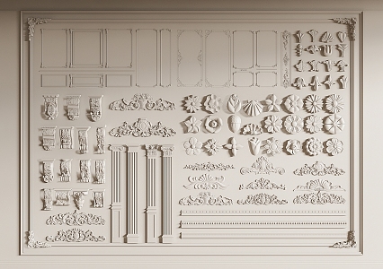 Modern French Plaster Line Carved Gypsum Component Post Lamp Plate Corner Plaster Line Carved Gypsum Component Post Lamp Plate Corner 3d model