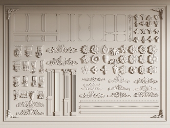 Modern French Plaster Line Carved Gypsum Component Post Lamp Plate Corner Plaster Line Carved Gypsum Component Post Lamp Plate Corner 3d model