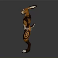 Cartoon Style 3D Animal Character Model With Large Ears Brown White Fur Standing Pose