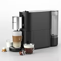 Black CREVO Coffee Machine With Coffee Cups Capsules And Latte Drinks 3d model